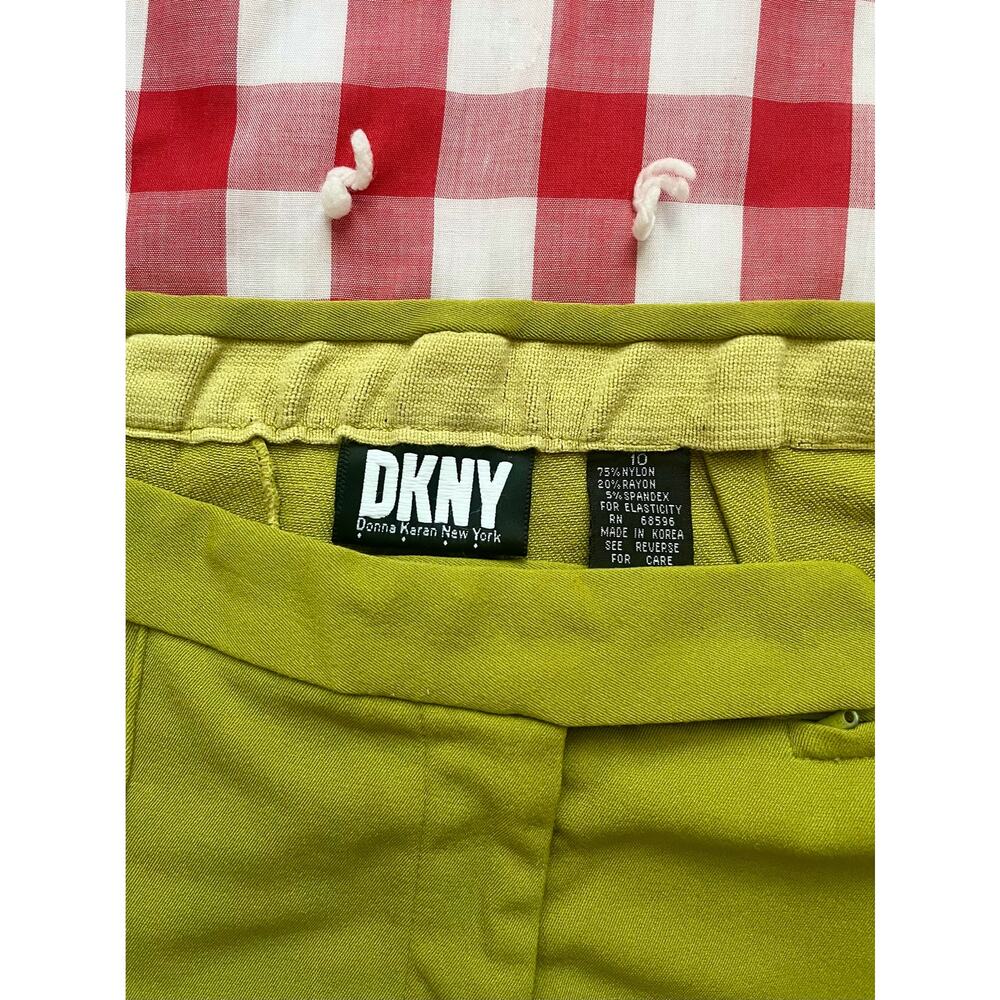 Vintage 90s Does 50s DKNY Green Cigarette Pants Slim‎ Skinny // Size 10 Large - Picture 2 of 5